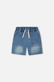 French Terry Light Blue Denim Shorts