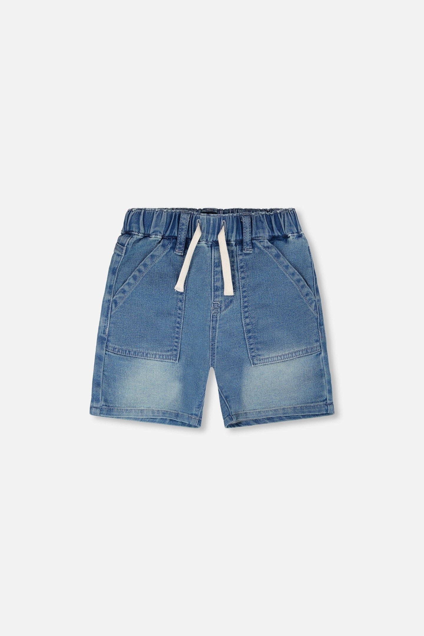 French Terry Light Blue Denim Shorts
