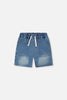 French Terry Light Blue Denim Shorts