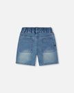 French Terry Light Blue Denim Shorts