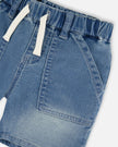 French Terry Light Blue Denim Shorts