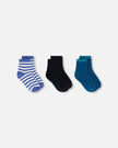 Socks (3 Pairs) Set Striped Blue