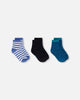 Socks (3 Pairs) Set Striped Blue