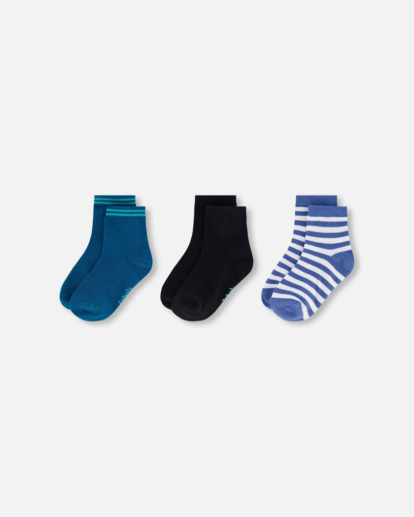 Socks (3 Pairs) Set Striped Blue