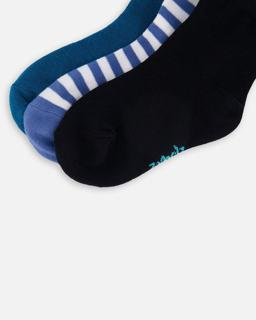Socks (3 Pairs) Set Striped Blue