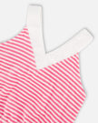 Striped Terry Cloth Top And Short Set White And Pink