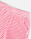 Striped Terry Cloth Top And Short Set White And Pink