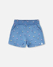 Chambray Shorts Blue Flower Print