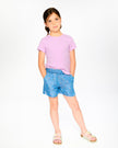 Chambray Shorts Blue Flower Print