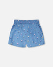 Chambray Shorts Blue Flower Print