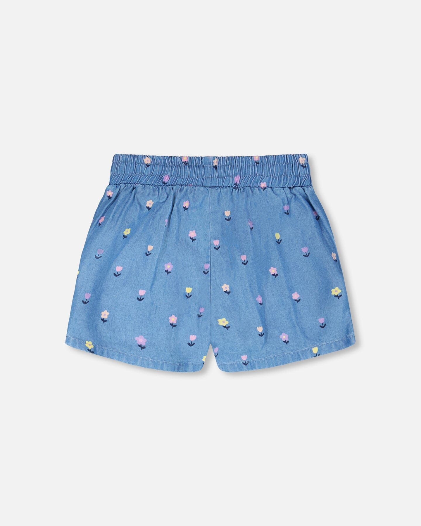 Chambray Shorts Blue Flower Print