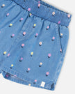 Chambray Shorts Blue Flower Print