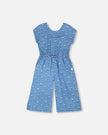 Chambray Jumpsuit Blue Flower Print