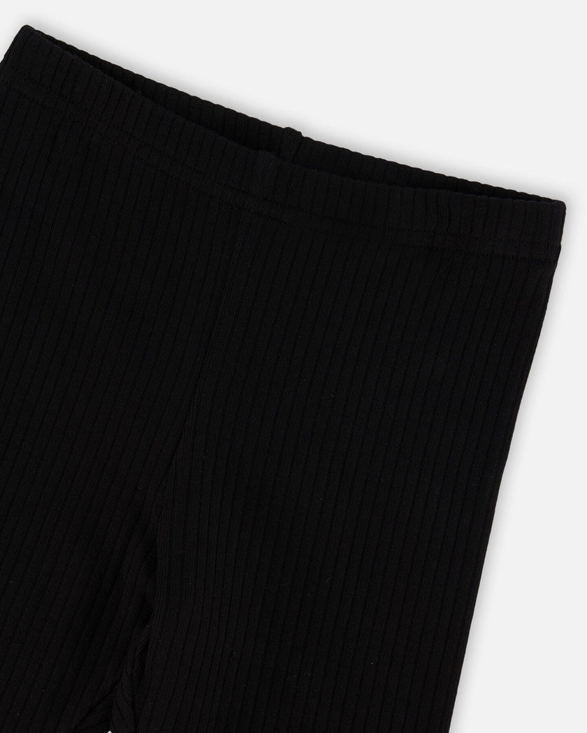 Rib Biker Leggings Black