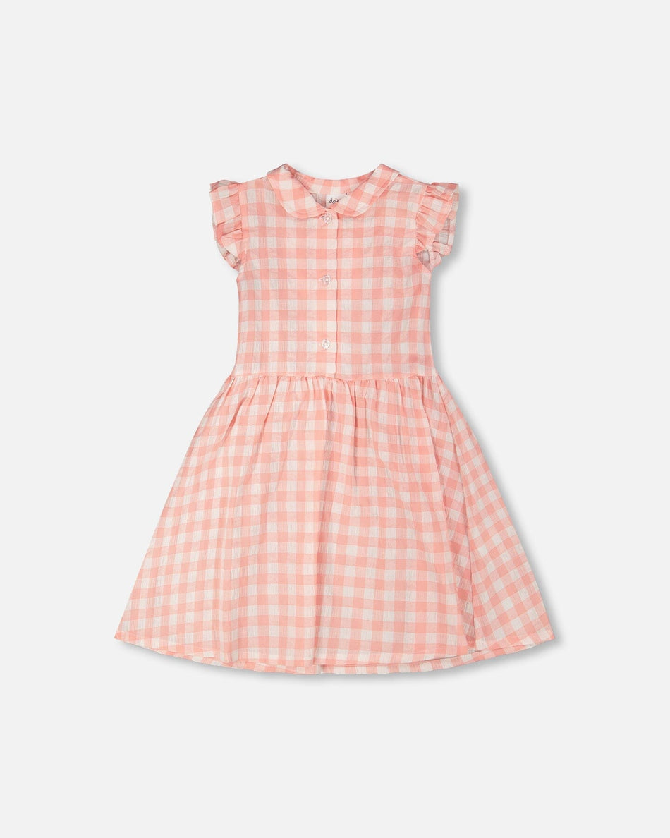 Sleeveless Button Down Dress Pink Gingham