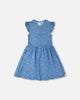 Sleeveless Button Down Dress Blue Flower Print