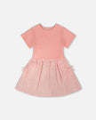 Bi-Material Dress Peach Pink
