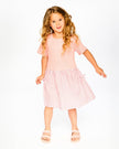 Bi-Material Dress Peach Pink
