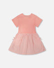 Bi-Material Dress Peach Pink