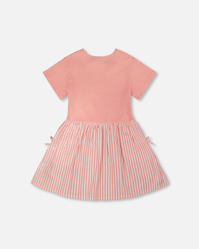 Bi-Material Dress Peach Pink
