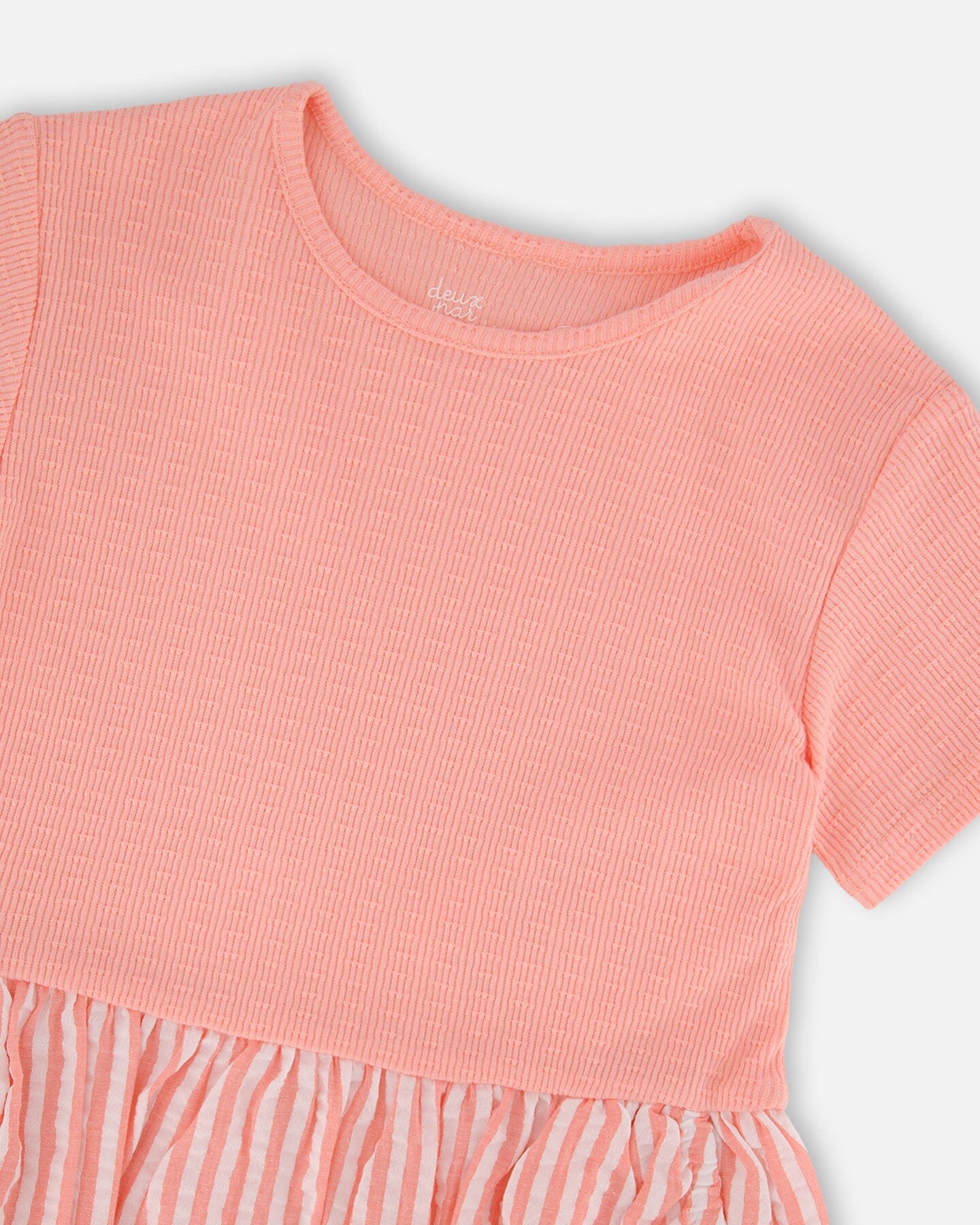 Bi-Material Dress Peach Pink