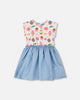 Bi-Material Dress White Candy Print