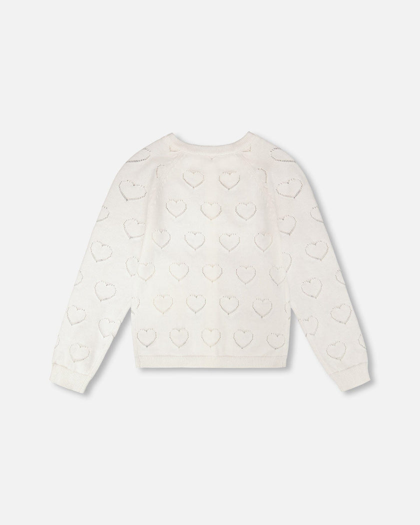 Pointelle Knit Cardigan Off-White