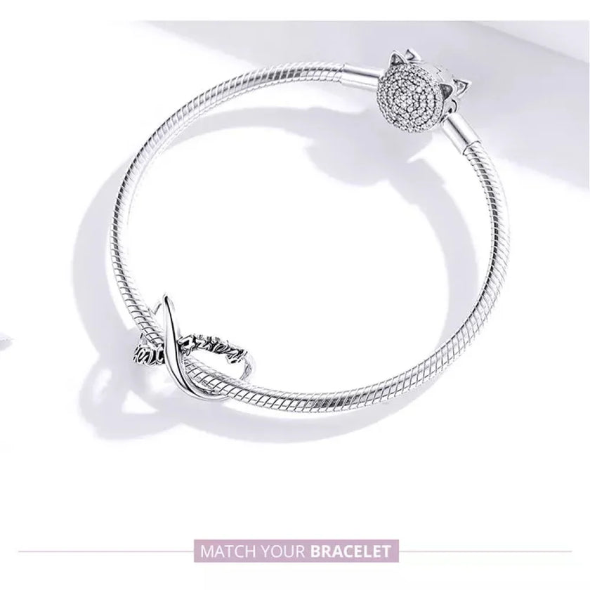 925 Sterling Silver Clear 5A Crystal Collection Family Heart X-Shape Charm Beads for Charm Bracelet & Necklace Pendant
