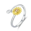 925 Sterling Silver 18K Gold Sunflower Open Ring