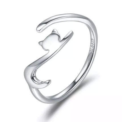 925 Sterling Silver Adjustable Cat Tail Ring