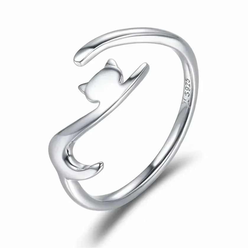 925 Sterling Silver Adjustable Cat Tail Ring