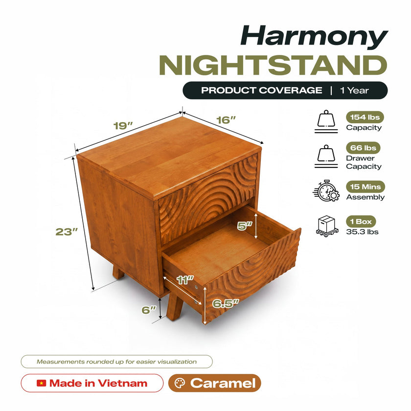 Harmony Solid Wood Nightstand