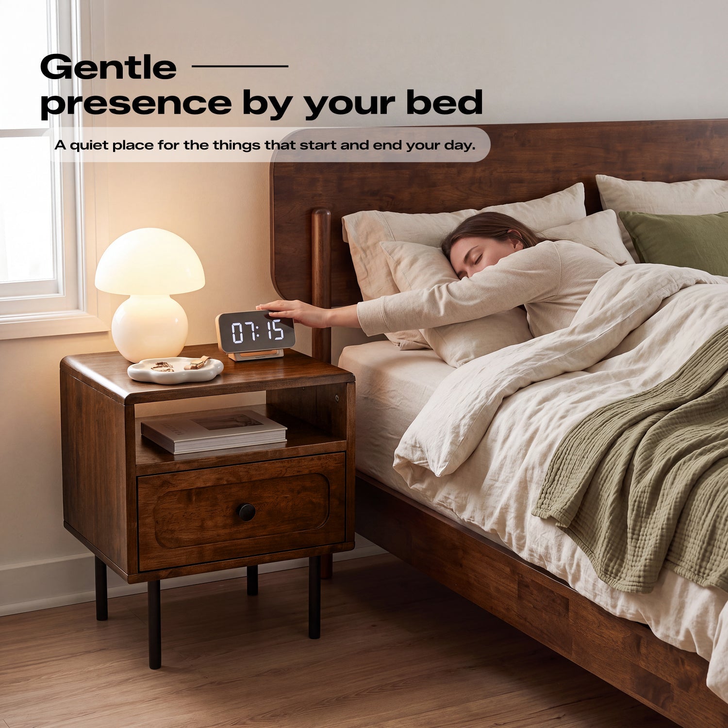 Savana Single Drawer Solid Wood Nightstand