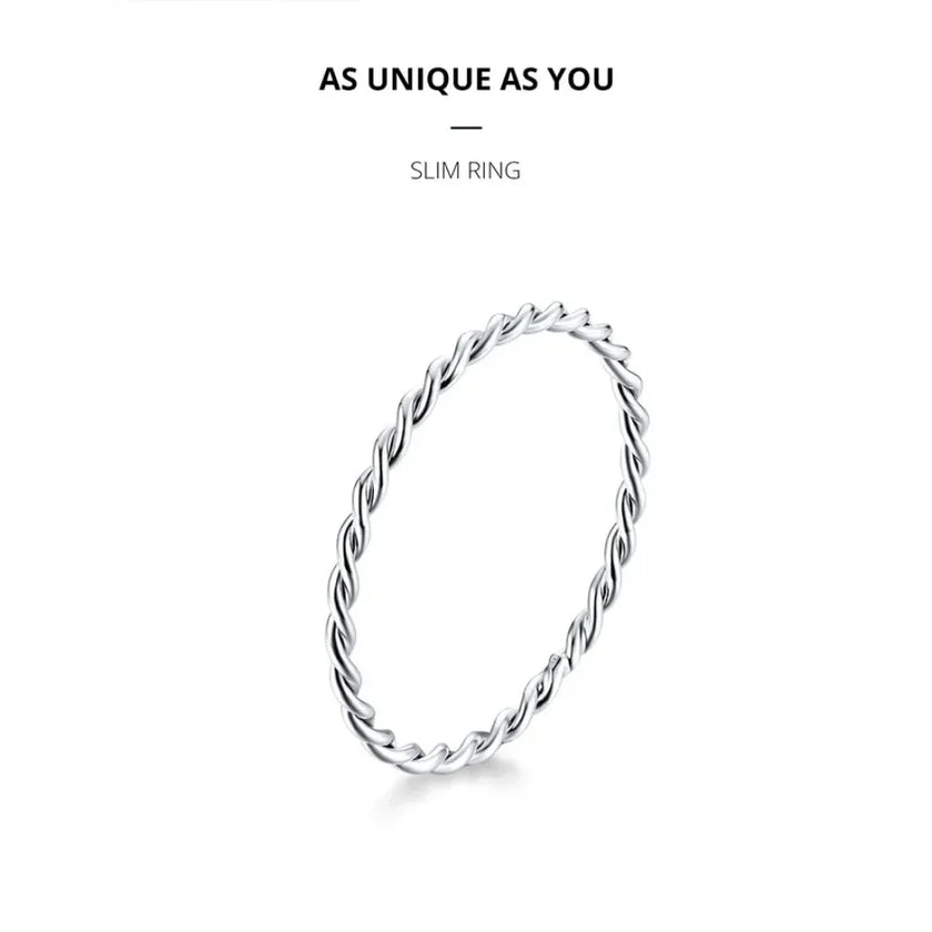 925 Sterling Silver Braided Texture Twisted Eternity Band Stackable Rings - Fine Jewelry