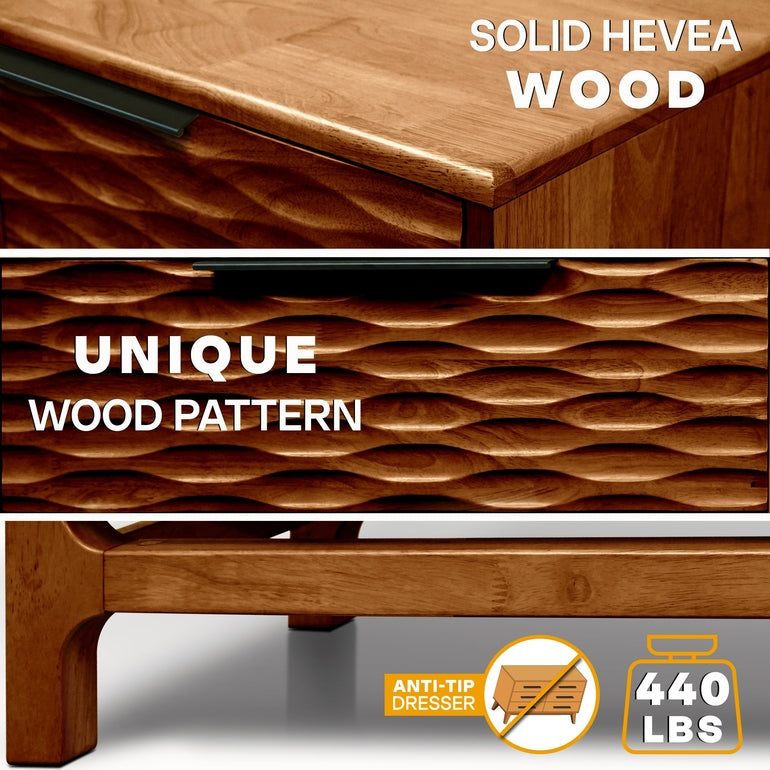 Elara Solid Wood Dresser with 5 Drawers