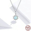 925 Sterling Silver White Opal Sun Pendant Necklace - Apollo Chain for Women