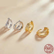 925 Sterling Silver Elegant Geometry Zircon Crystal Double Rings Ear Hoop Earrings