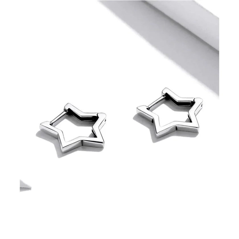 925 Sterling Silver Starlike Earrings - Minimalist Star Shape Ear Buckle for Women - Fashion jewelry SCE1136