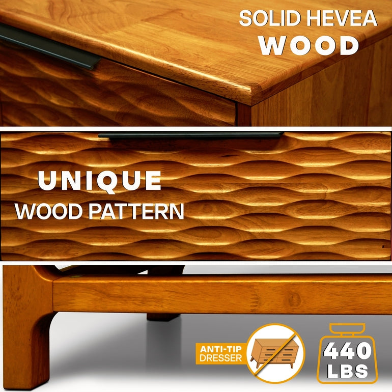 Elara Solid Wood Dresser with 6 Drawers