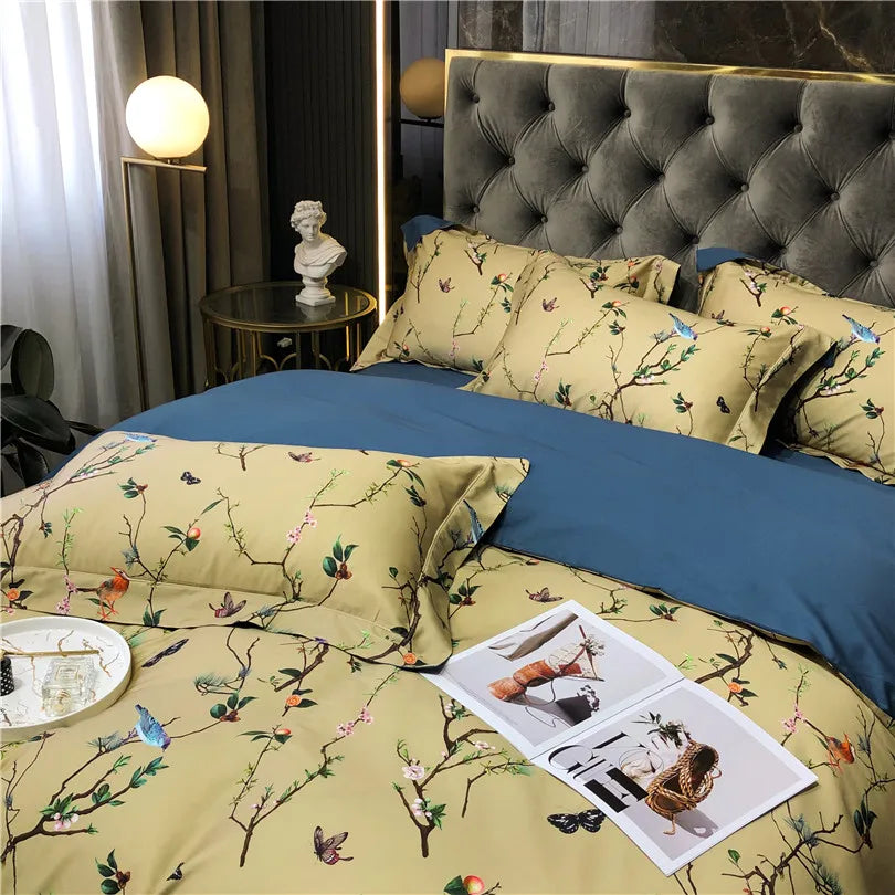 Wild Whimsy 600 TC Floral Cotton Duvet Set - Olive Green