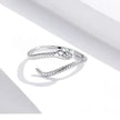 925 Sterling Silver Adjustable Snake Ring With Green Zircon - Fashion Jewelry In 4 Colors