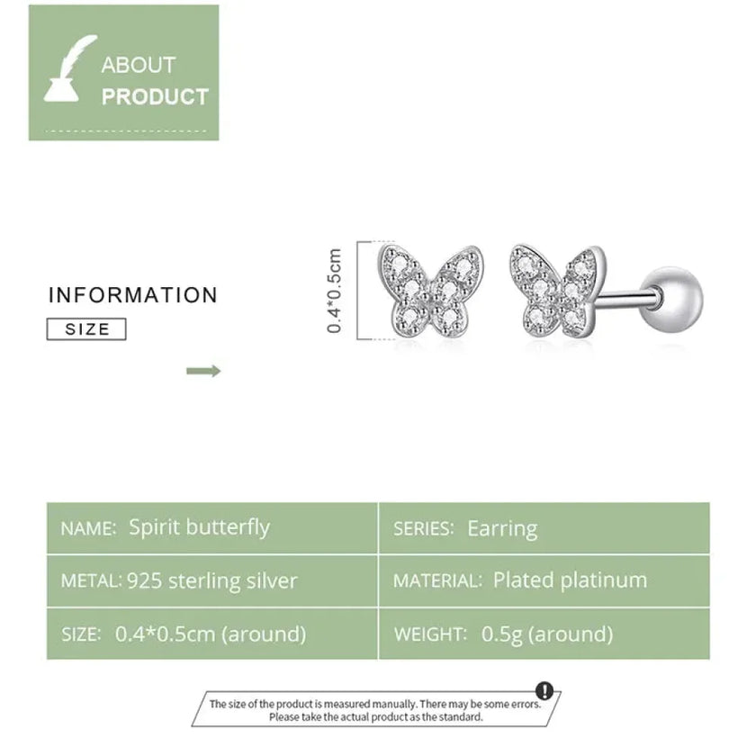 925 Sterling Silver Star And Butterfly Stud Earrings - Delicate And Fine Jewelry