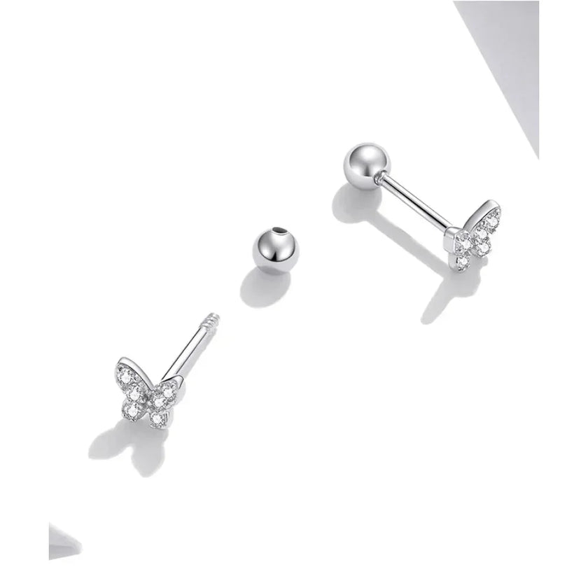 925 Sterling Silver Star And Butterfly Stud Earrings - Delicate And Fine Jewelry