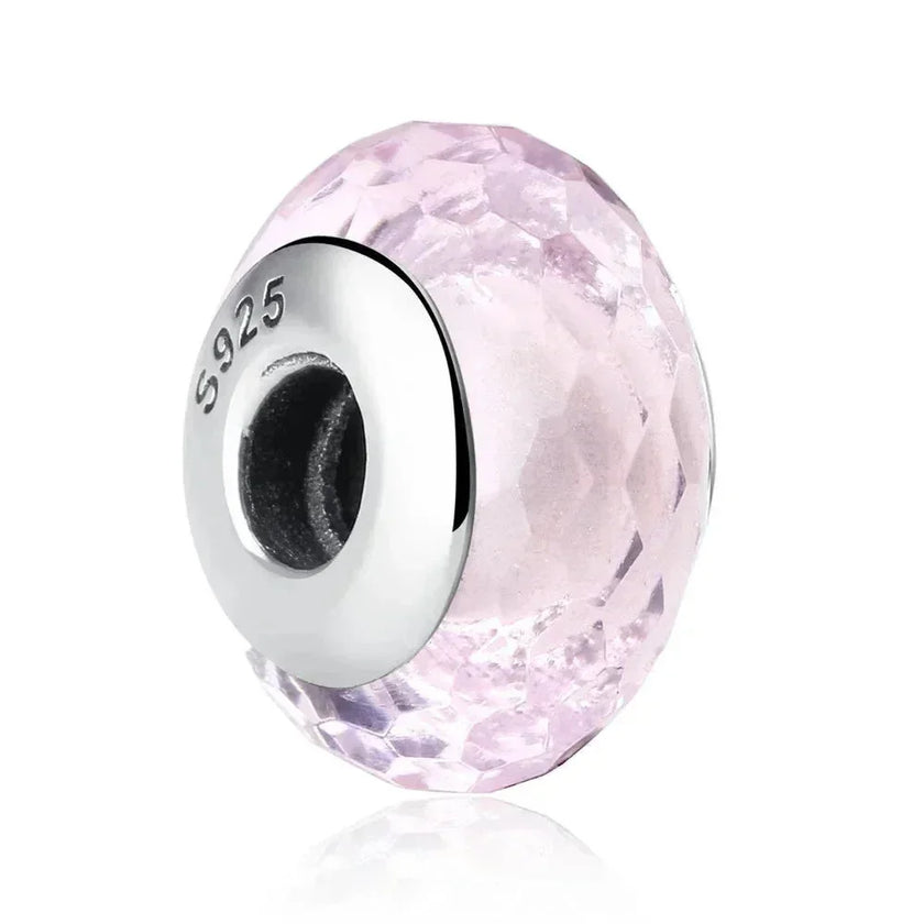 925 Sterling Silver Pink Flower Murano Glass Beads - Diy Bracelet Charms For A Festive Touch (Scz001)