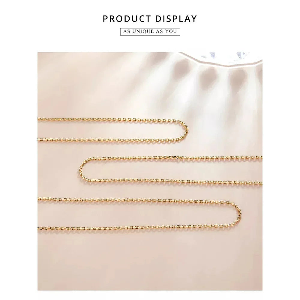 Authentic Gold Color 925 Sterling Silver Basic Cable Chain Necklace - Sca016
