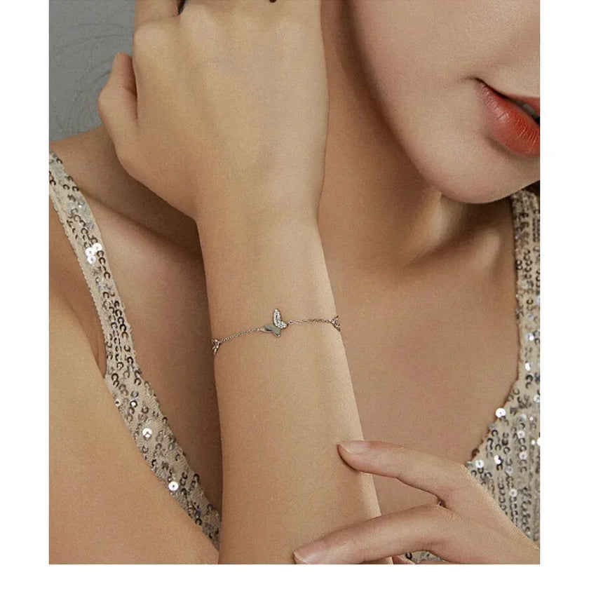 Sterling Silver Butterfly Charm Bracelet – Adjustable