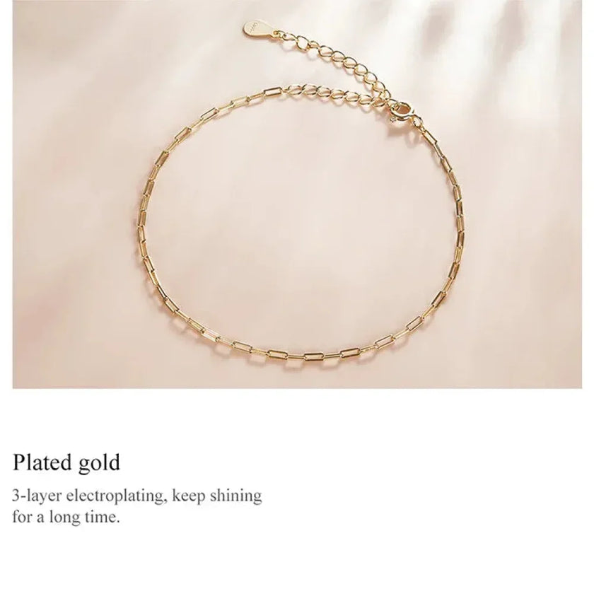 925 Sterling Silver Gold Cable Chain Bracelet