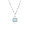 925 Sterling Silver White Opal Sun Pendant Necklace - Apollo Chain for Women