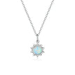 925 Sterling Silver White Opal Sun Pendant Necklace - Apollo Chain for Women