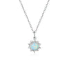 925 Sterling Silver White Opal Sun Pendant Necklace - Apollo Chain for Women
